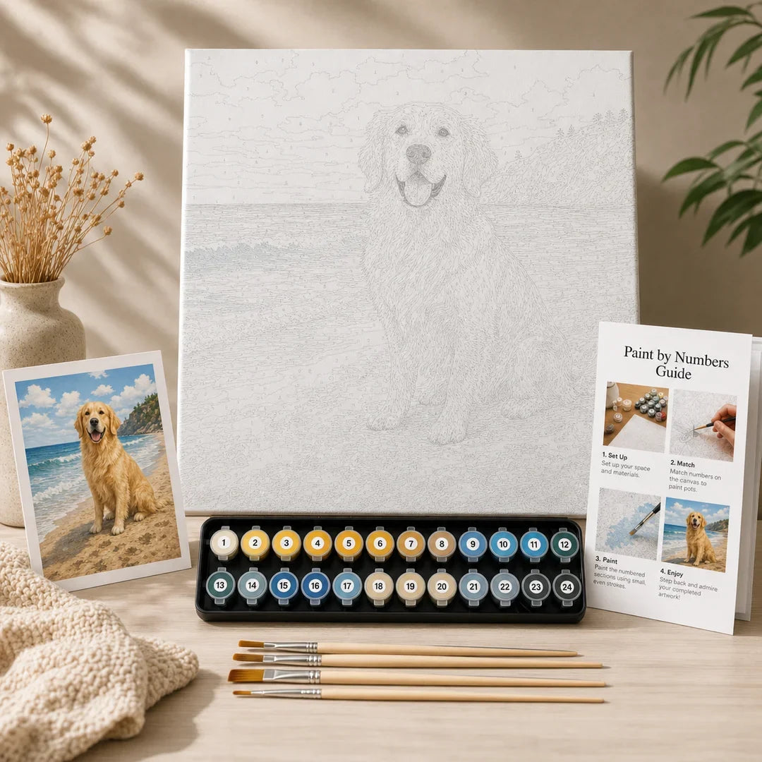 Peinture par numéros — Golden à la Plage