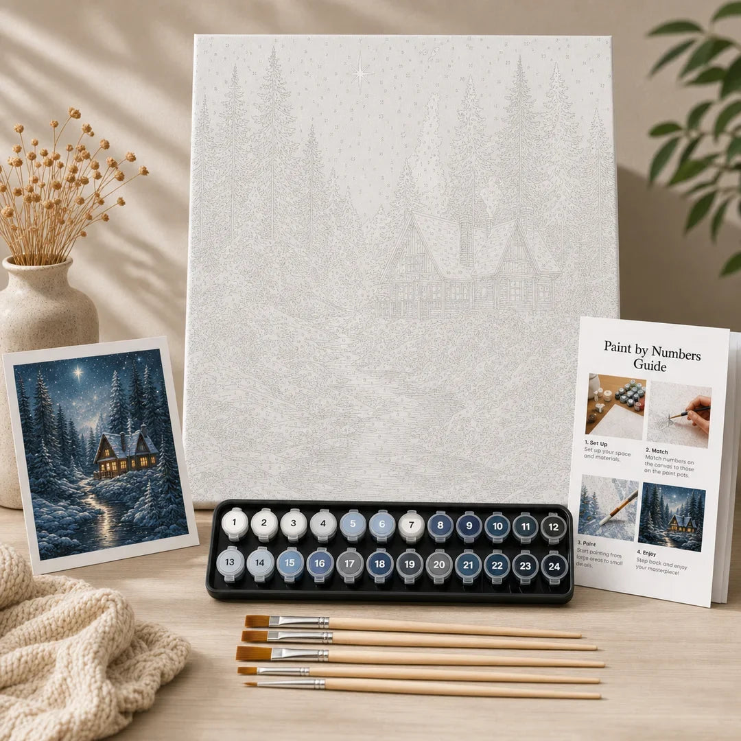 Peinture par numéros — Forêt d'Hiver Étoilée