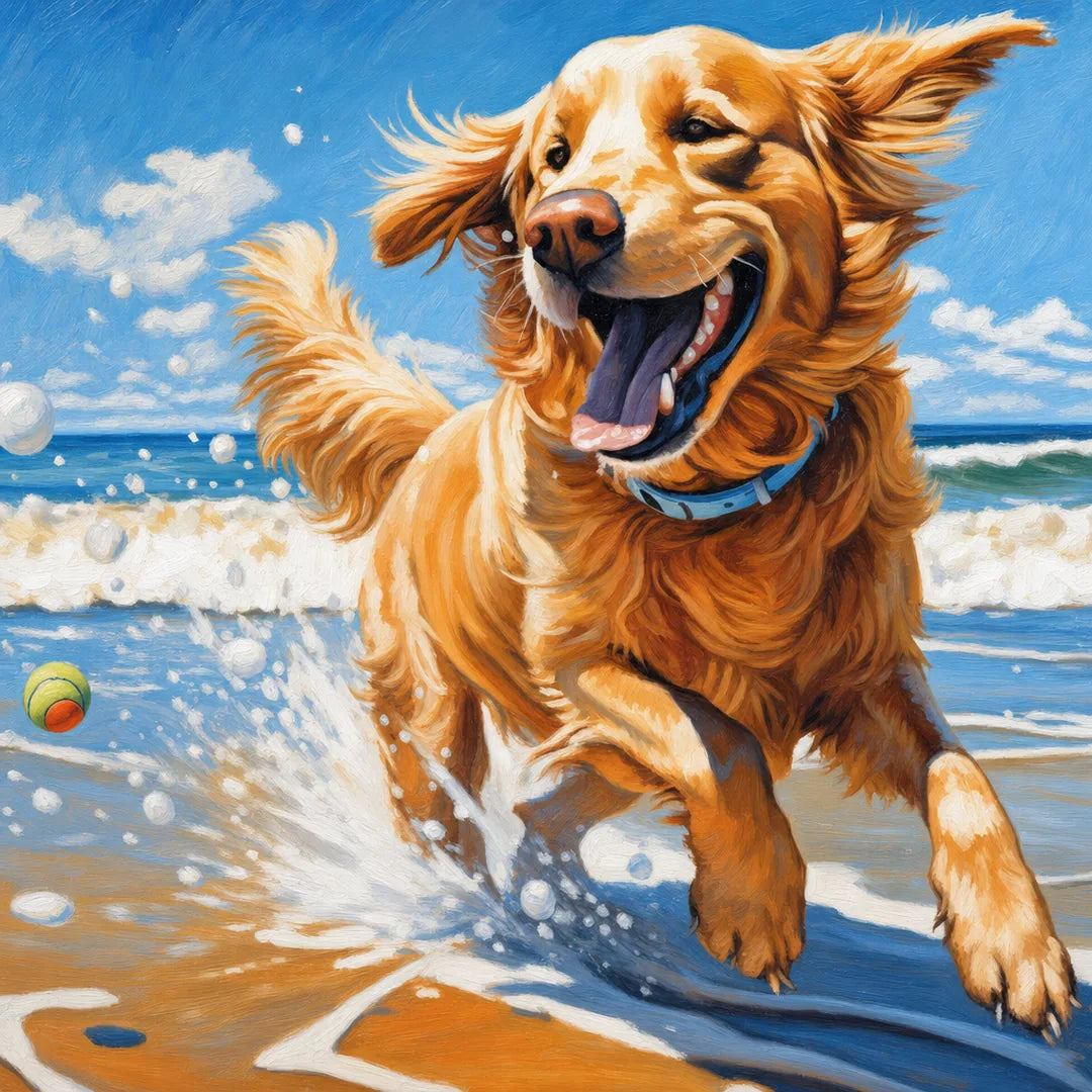 Peinture par numéros — Golden à la Plage