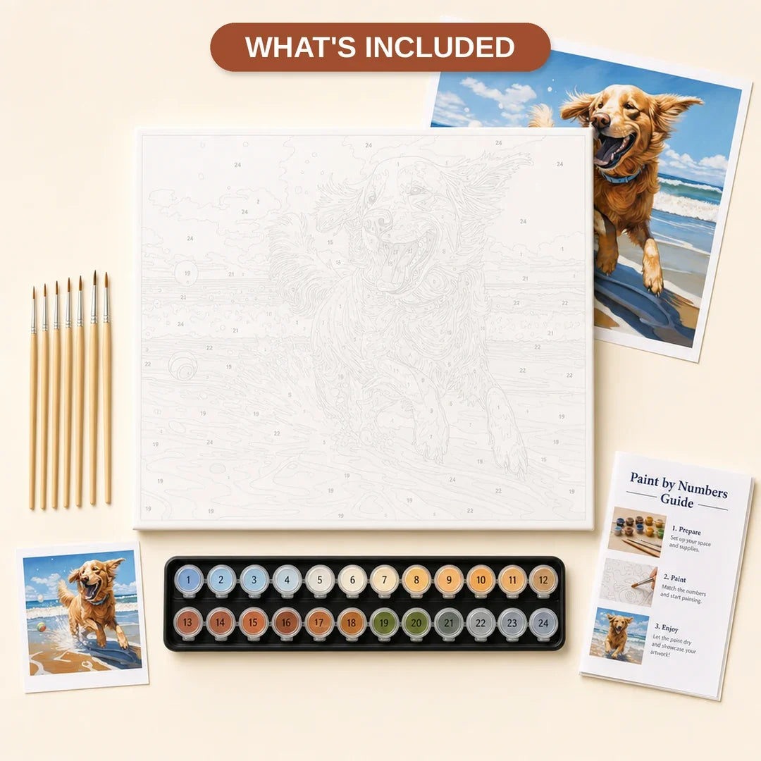 Peinture par numéros — Golden à la Plage